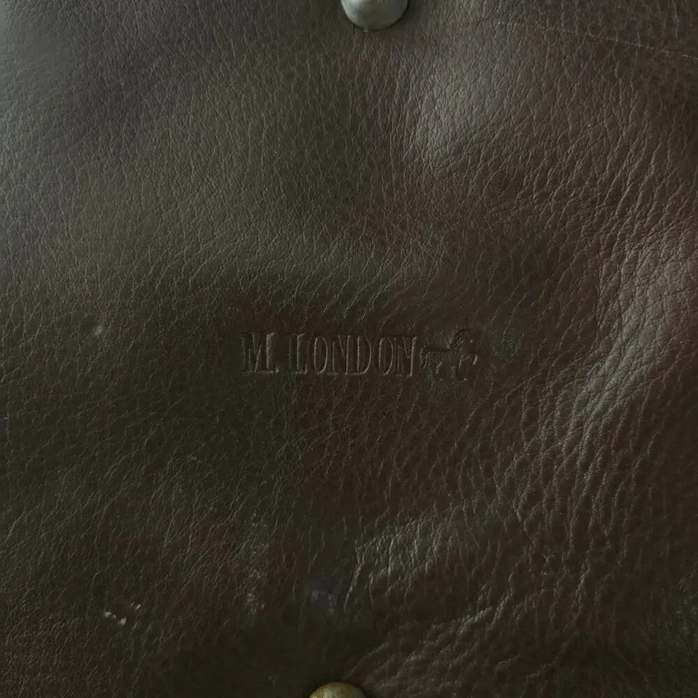 M London Mens Tote Duffel Bag Brown Leather Travel Gym Weekender Carry On Preppy